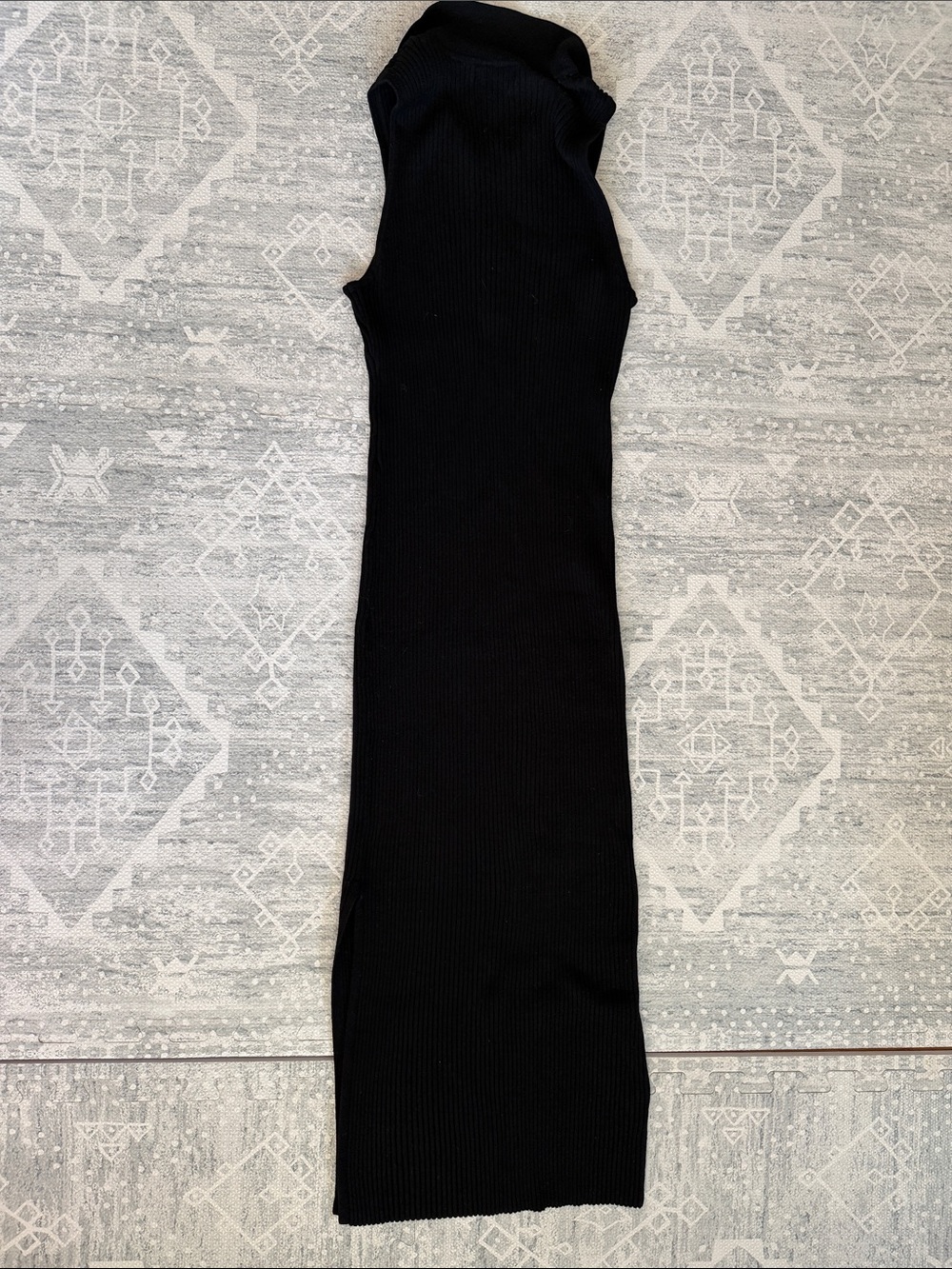 Calvin Klein Jeans Black Sleeveless Ribbed Polo Midi Dress - Picture 3 of 7